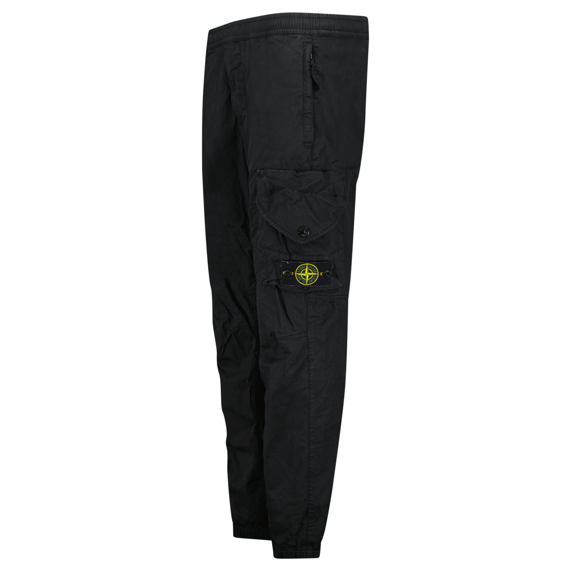 STONE ISLAND COMPASS CARGO TROUSERS BLACK - 30W | PRE OWNED - Affluent ArchivesUsed HIGH END DESIGNER CLOTHING
