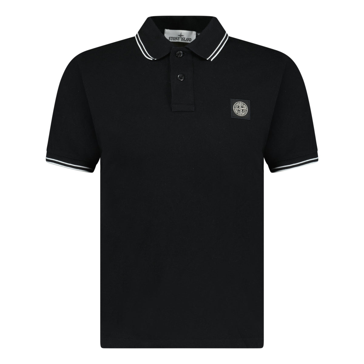STONE ISLAND COMPASS LONG SLEEVED POLO BLACK - LARGE (Fits M) - Affluent ArchivesUsed HIGH END DESIGNER CLOTHING