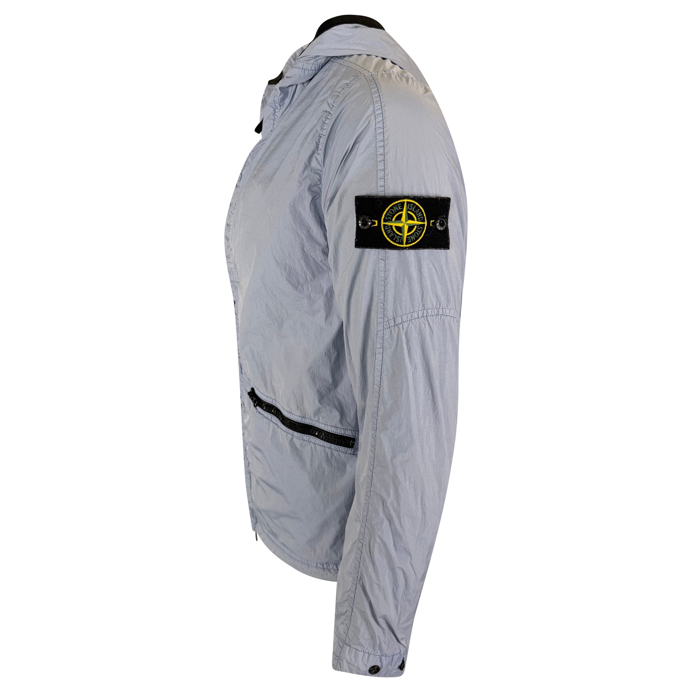 STONE ISLAND CRINKLED LIGHT BLUE JACKET - MEDIUM - Affluent ArchivesUsed HIGH END DESIGNER CLOTHING
