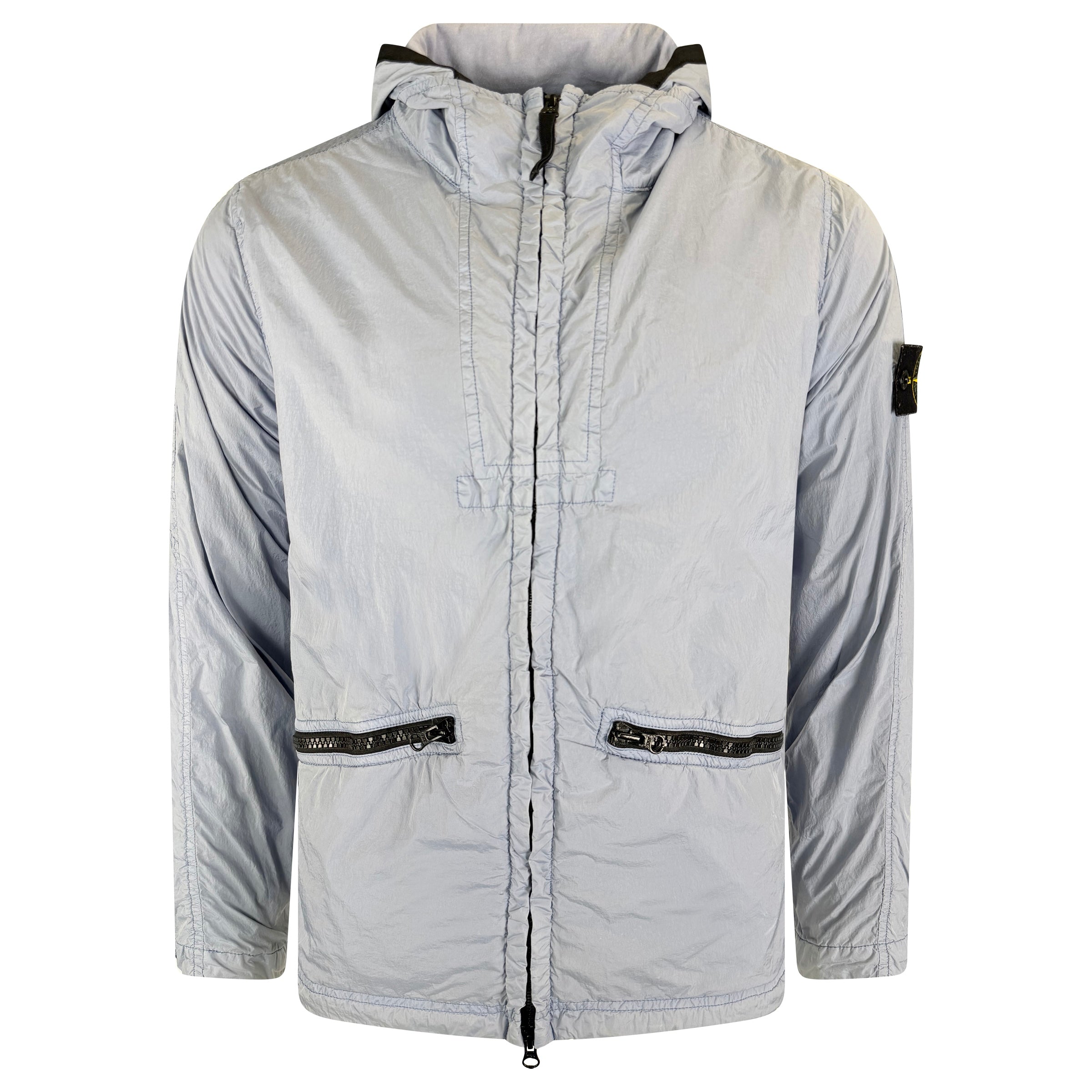 STONE ISLAND CRINKLED LIGHT BLUE JACKET - MEDIUM - Affluent ArchivesUsed HIGH END DESIGNER CLOTHING