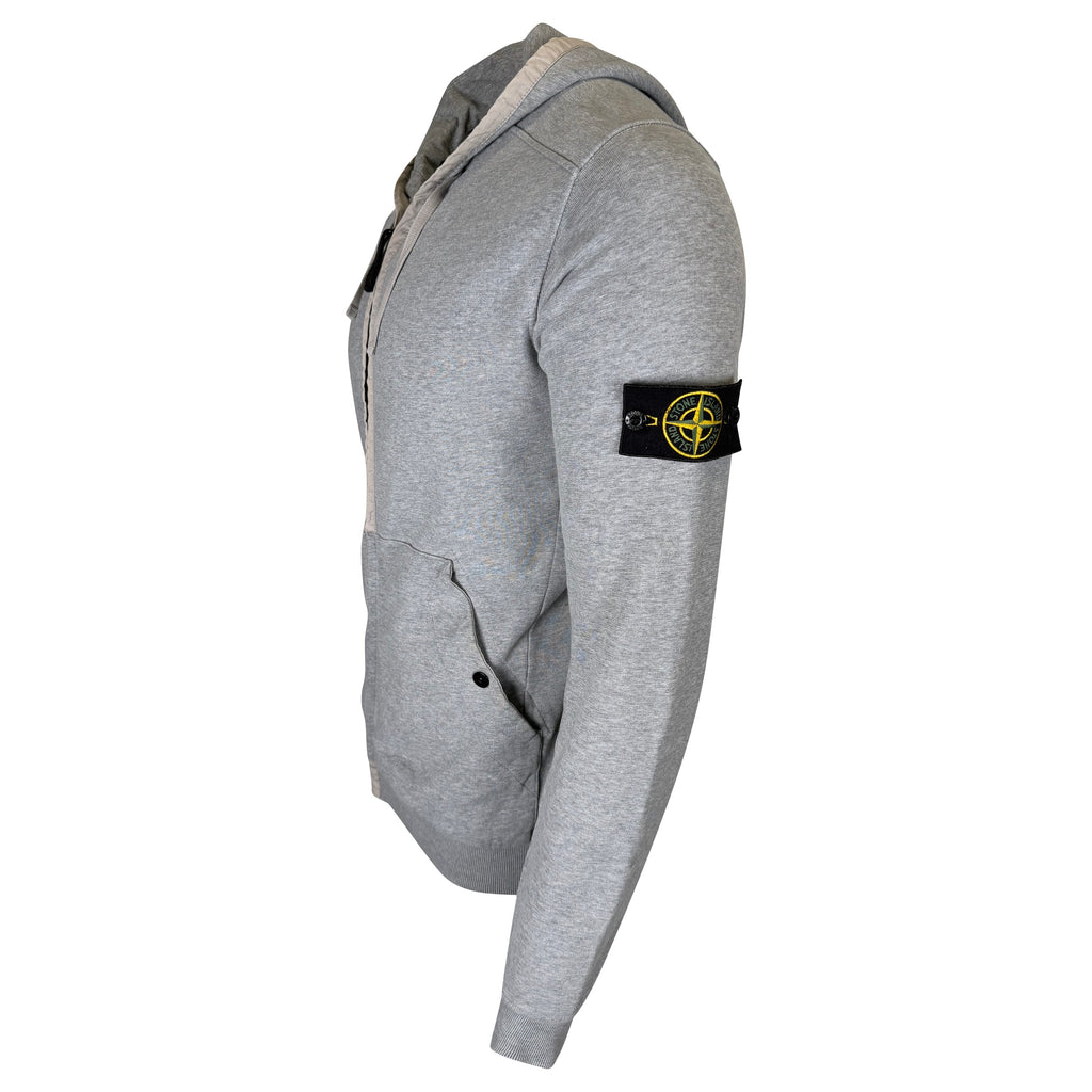STONE ISLAND GREY ZIP HOODIE - LARGE - Affluent ArchivesUsed HIGH END DESIGNER CLOTHING