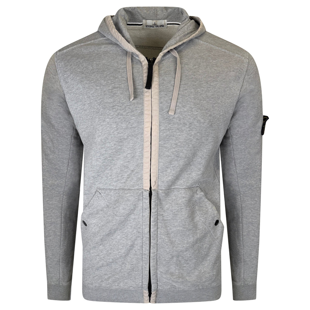 STONE ISLAND GREY ZIP HOODIE - LARGE - Affluent ArchivesUsed HIGH END DESIGNER CLOTHING