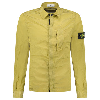 STONE ISLAND KHAKI CRINKLE NYLON OVERSHIRT - MEDIUM - Affluent ArchivesUsed HIGH END DESIGNER CLOTHING