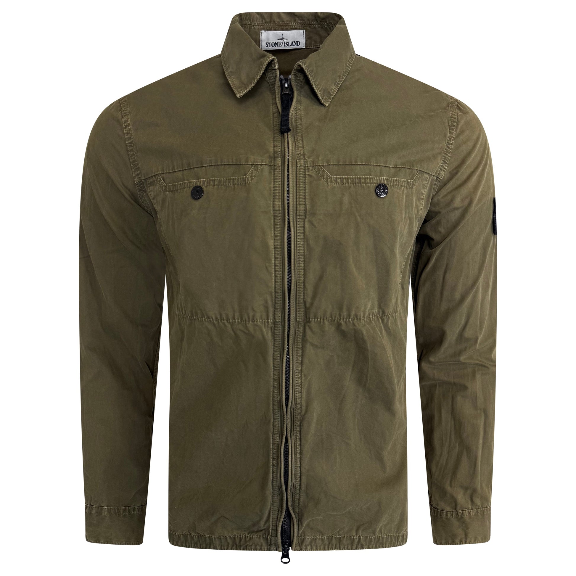 STONE ISLAND KHAKI OVERSHIRT - LARGE (Fits Medium) - Affluent ArchivesUsed HIGH END DESIGNER CLOTHING