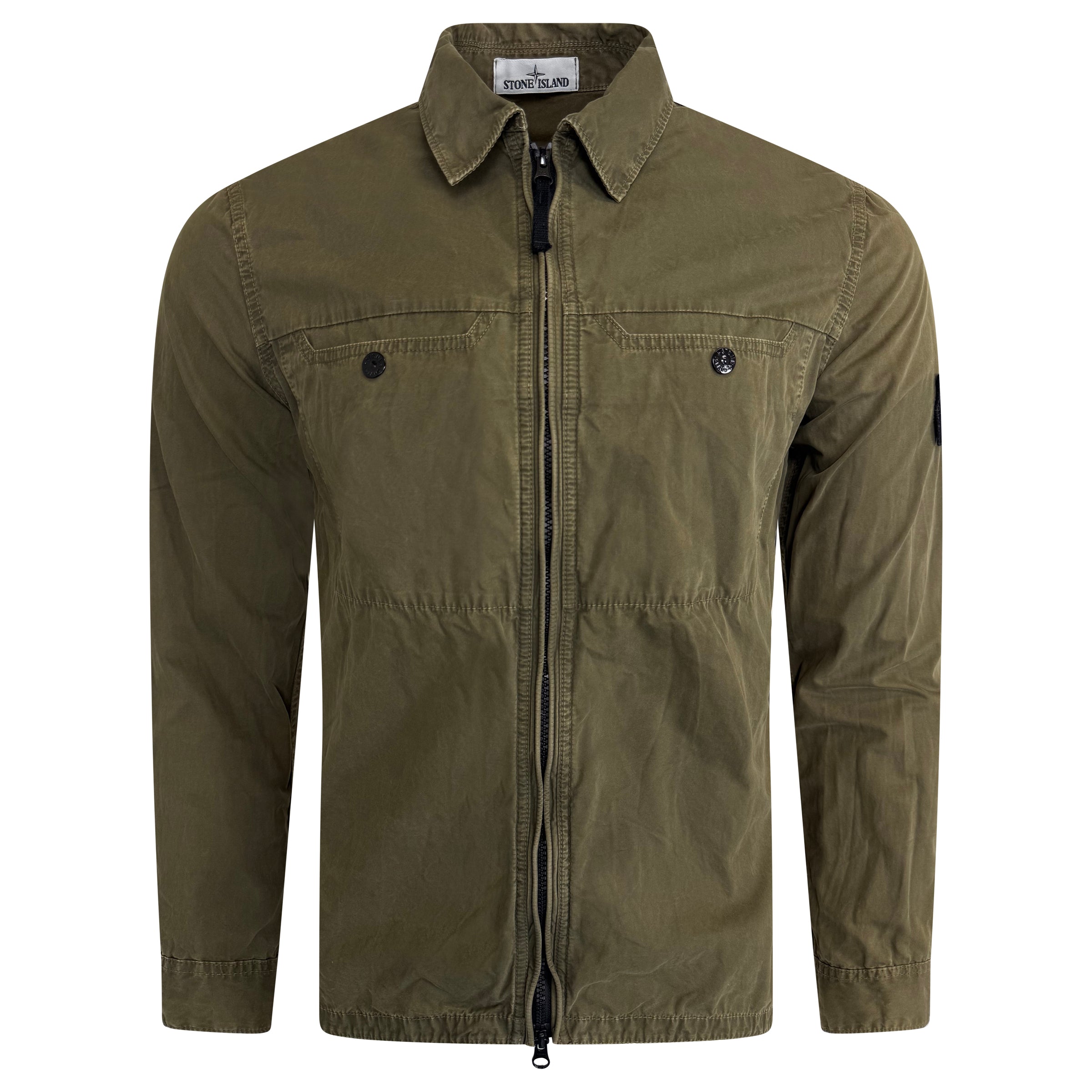 STONE ISLAND KHAKI OVERSHIRT - LARGE (Fits Medium) - Affluent ArchivesUsed HIGH END DESIGNER CLOTHING
