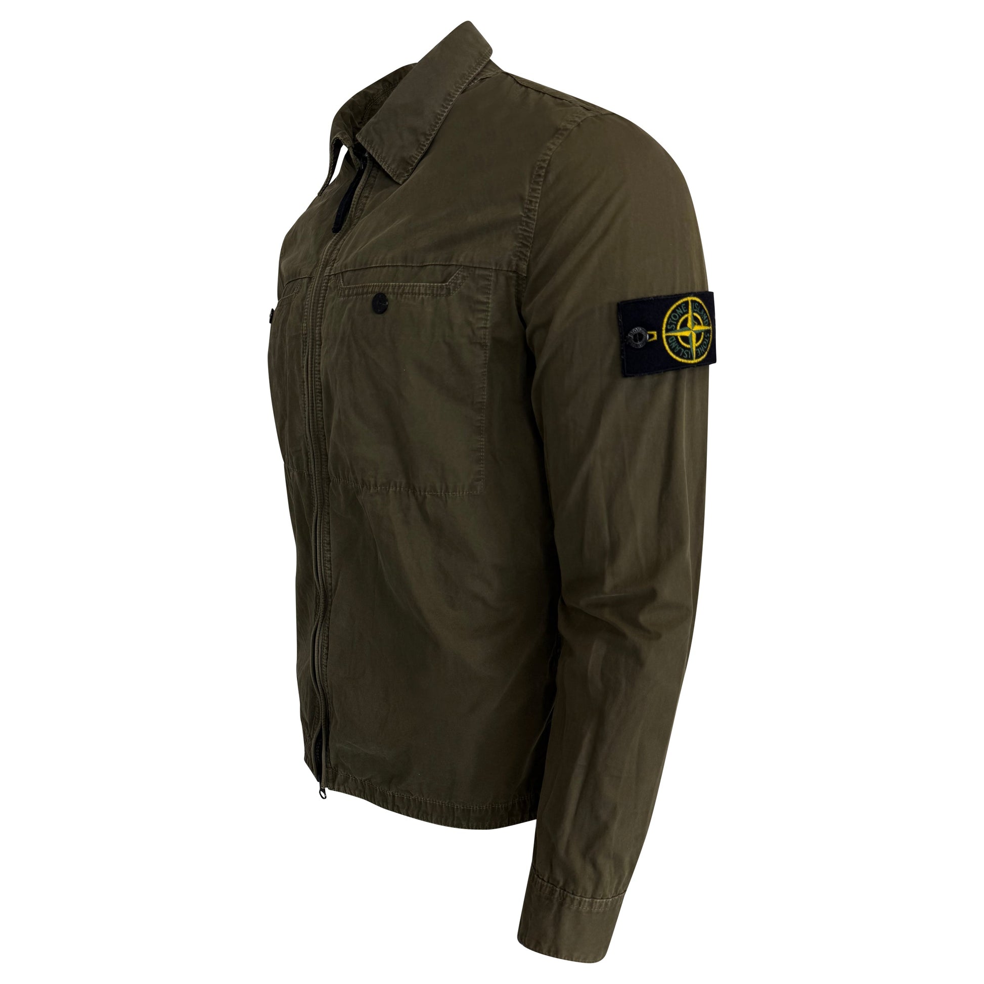 STONE ISLAND KHAKI OVERSHIRT - LARGE (Fits Medium) - Affluent ArchivesUsed HIGH END DESIGNER CLOTHING
