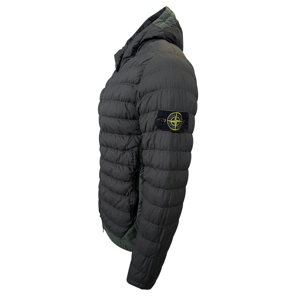 STONE ISLAND KHAKI QUILTED JACKET - LARGE| PRE OWNED - Affluent ArchivesUsed HIGH END DESIGNER CLOTHING