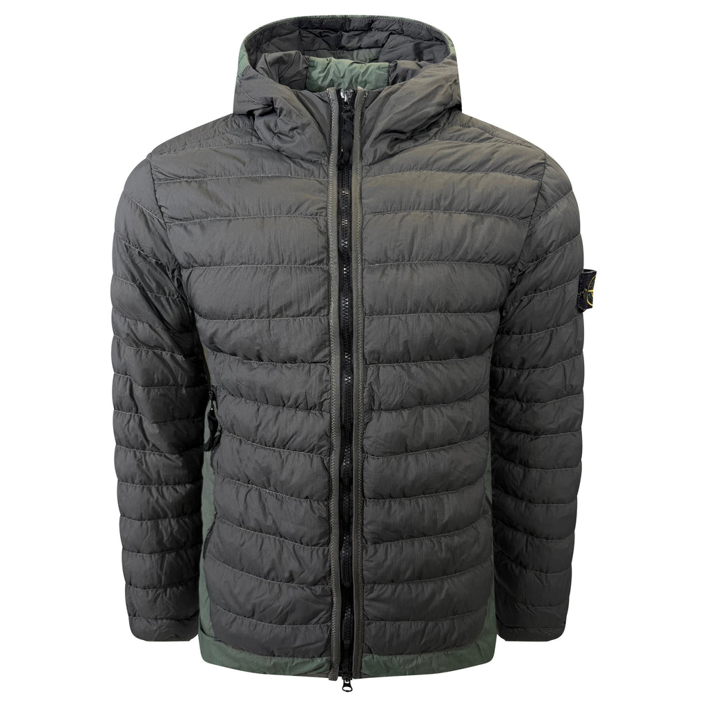 STONE ISLAND KHAKI QUILTED JACKET - LARGE| PRE OWNED - Affluent ArchivesUsed HIGH END DESIGNER CLOTHING
