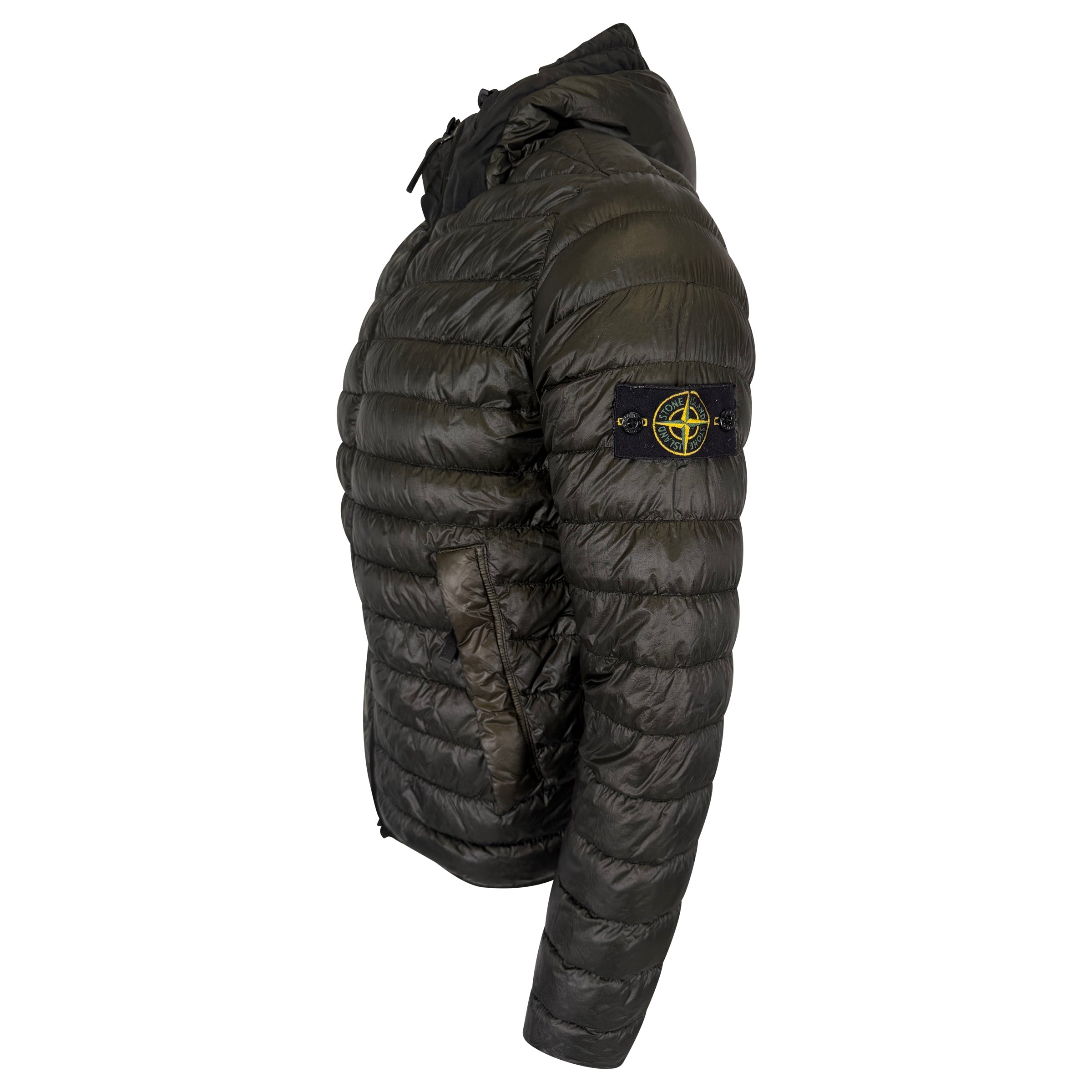 STONE ISLAND KHAKI qUILTED JACKET - MEDIUM | PRE OWNED - Affluent ArchivesUsed HIGH END DESIGNER CLOTHING