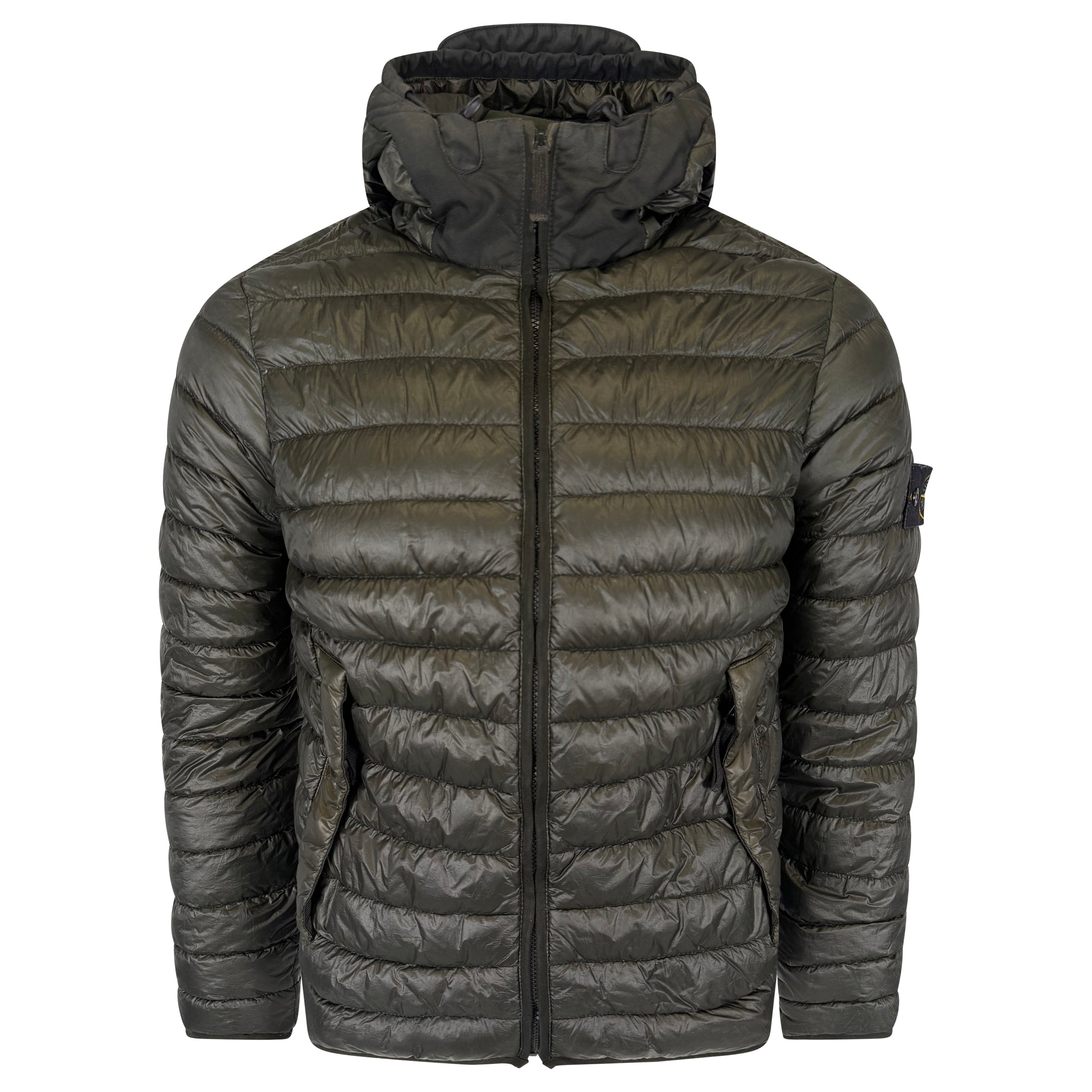 STONE ISLAND KHAKI qUILTED JACKET - MEDIUM | PRE OWNED - Affluent ArchivesUsed HIGH END DESIGNER CLOTHING