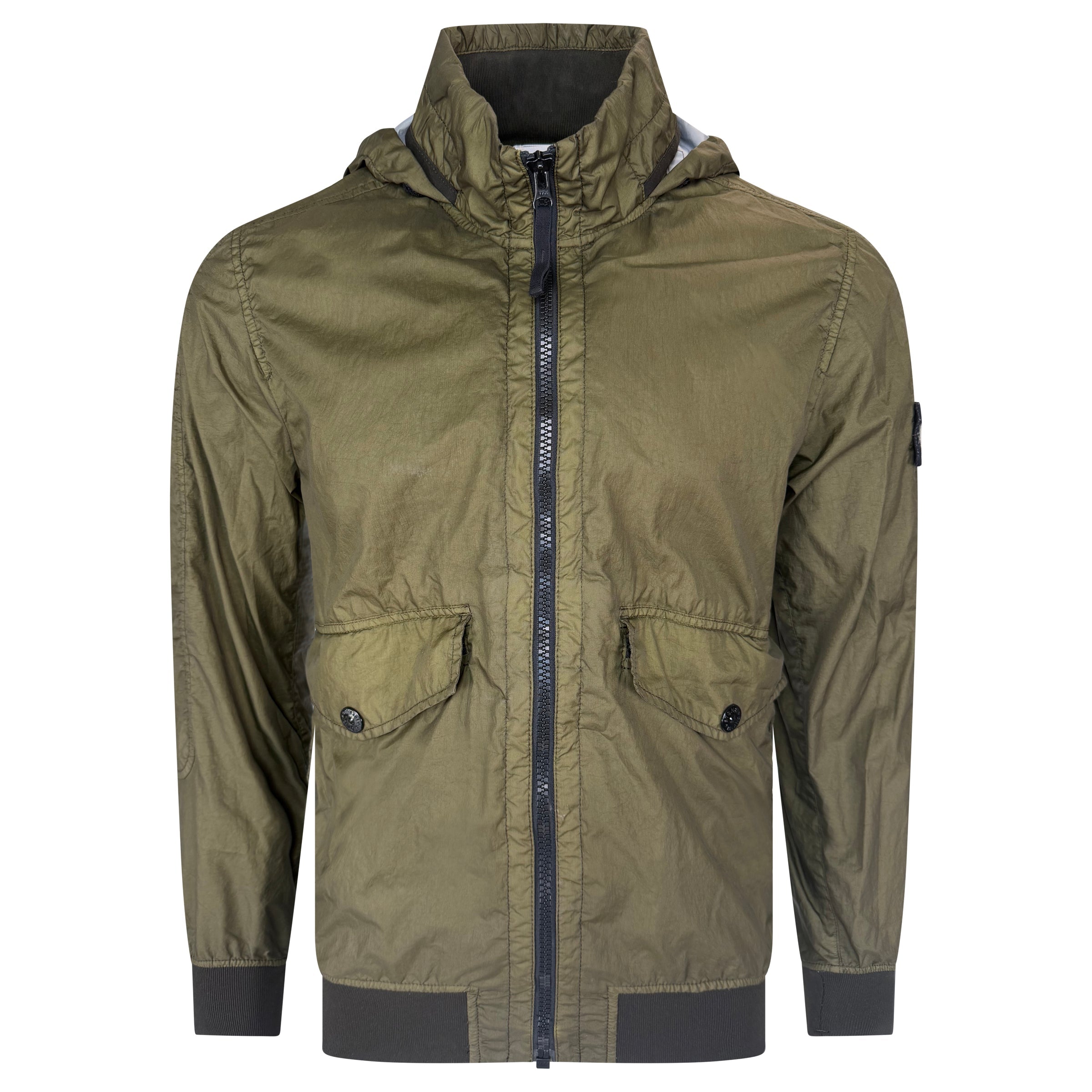 STONE ISLAND KHAKI WINDBREAKER JACKET - LARGE - Affluent ArchivesUsed HIGH END DESIGNER CLOTHING