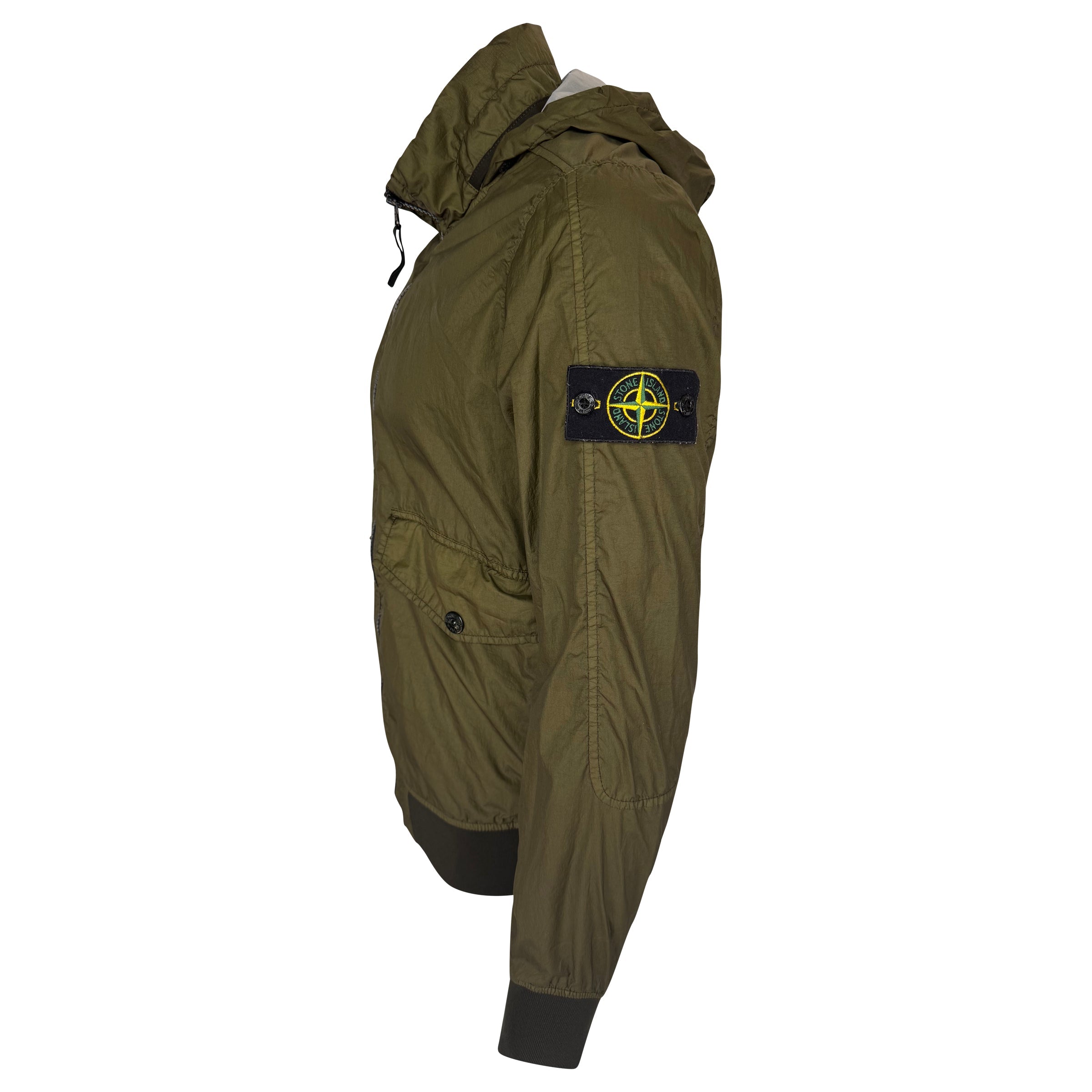 STONE ISLAND KHAKI WINDBREAKER JACKET - LARGE - Affluent ArchivesUsed HIGH END DESIGNER CLOTHING