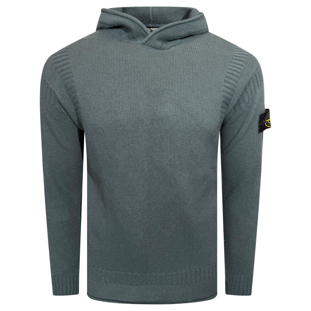 STONE ISLAND KNITTED TURQOISE HOODIE - LARGE | PRE OWNED - Affluent ArchivesUsed HIGH END DESIGNER CLOTHING