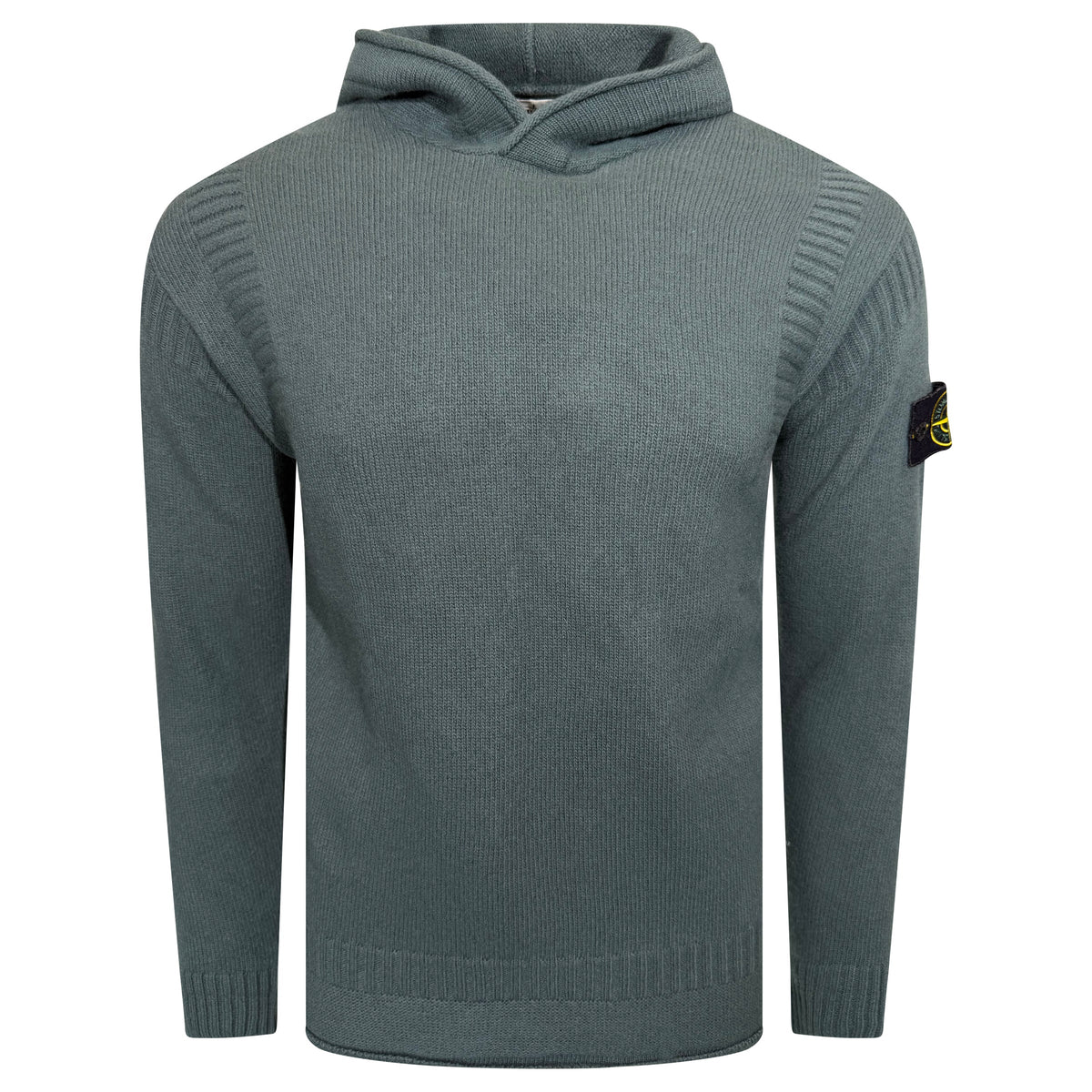 STONE ISLAND KNITTED TURQOISE HOODIE - LARGE | PRE OWNED - Affluent ArchivesUsed HIGH END DESIGNER CLOTHING