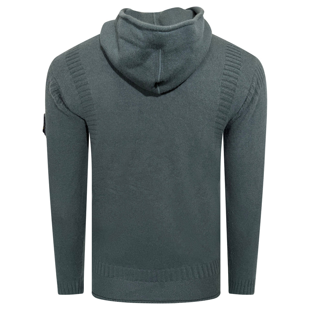 STONE ISLAND KNITTED TURQOISE HOODIE - LARGE | PRE OWNED - Affluent ArchivesUsed HIGH END DESIGNER CLOTHING