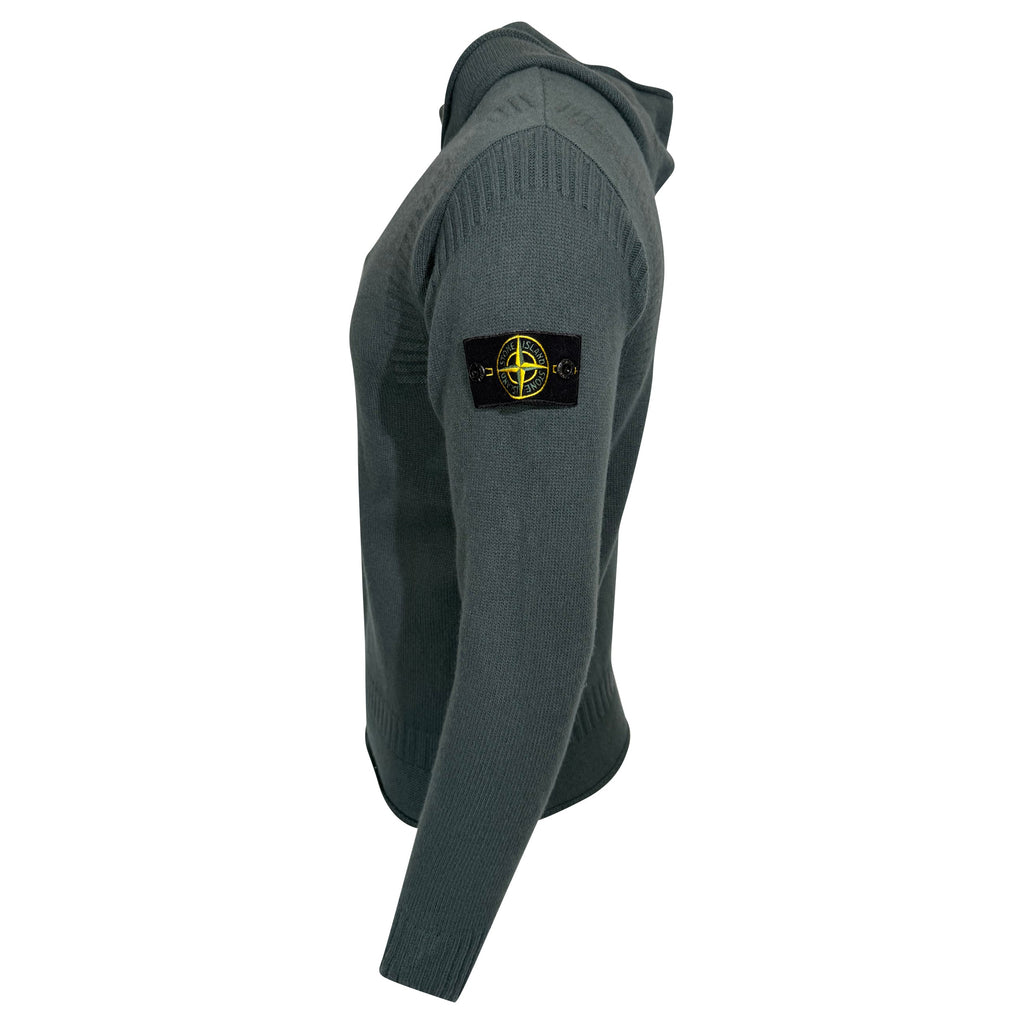 STONE ISLAND KNITTED TURQOISE HOODIE - LARGE | PRE OWNED - Affluent ArchivesUsed HIGH END DESIGNER CLOTHING