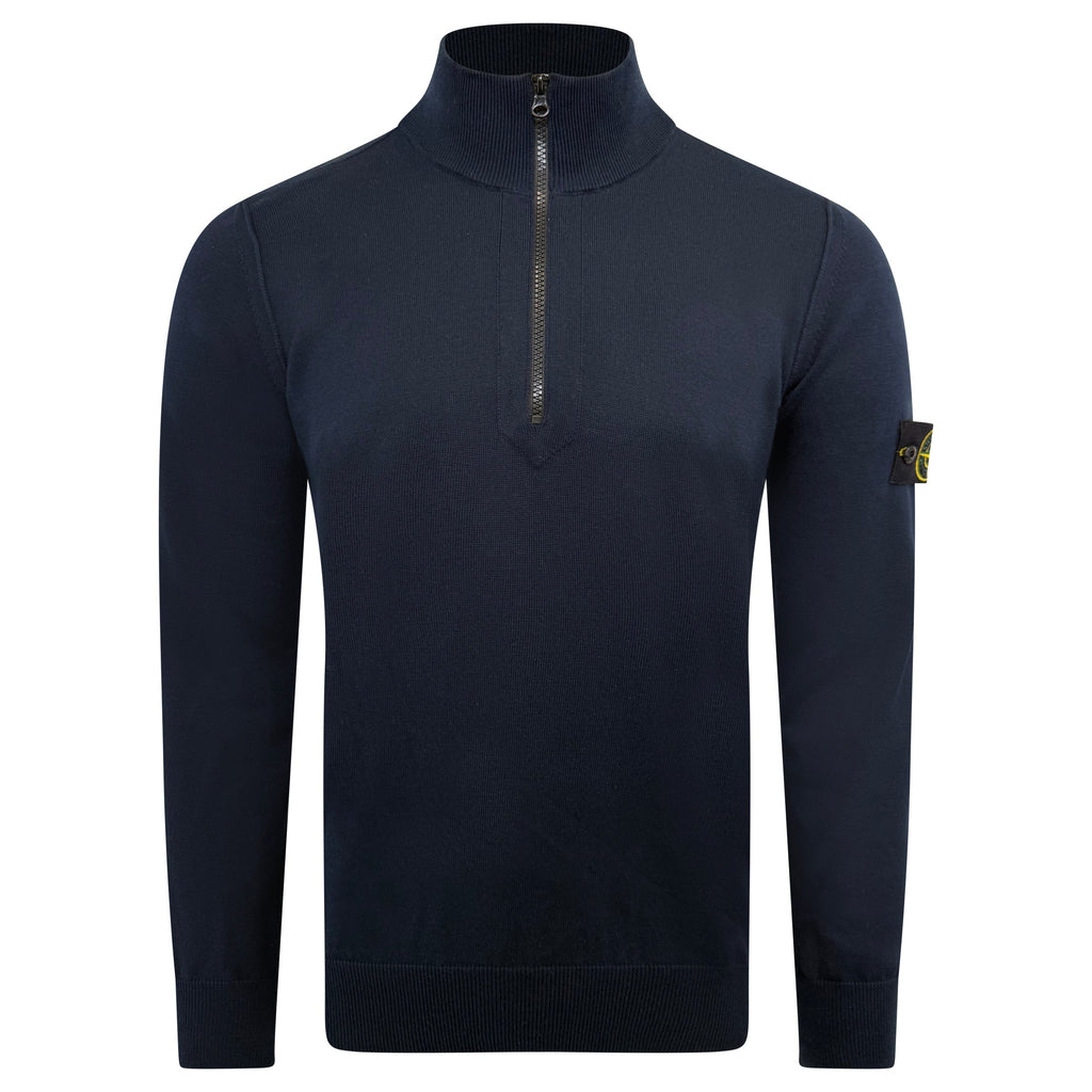 STONE ISLAND NAVY KNITTED ZIP SWEATSHIRT - LARGE - Affluent ArchivesUsed HIGH END DESIGNER CLOTHING