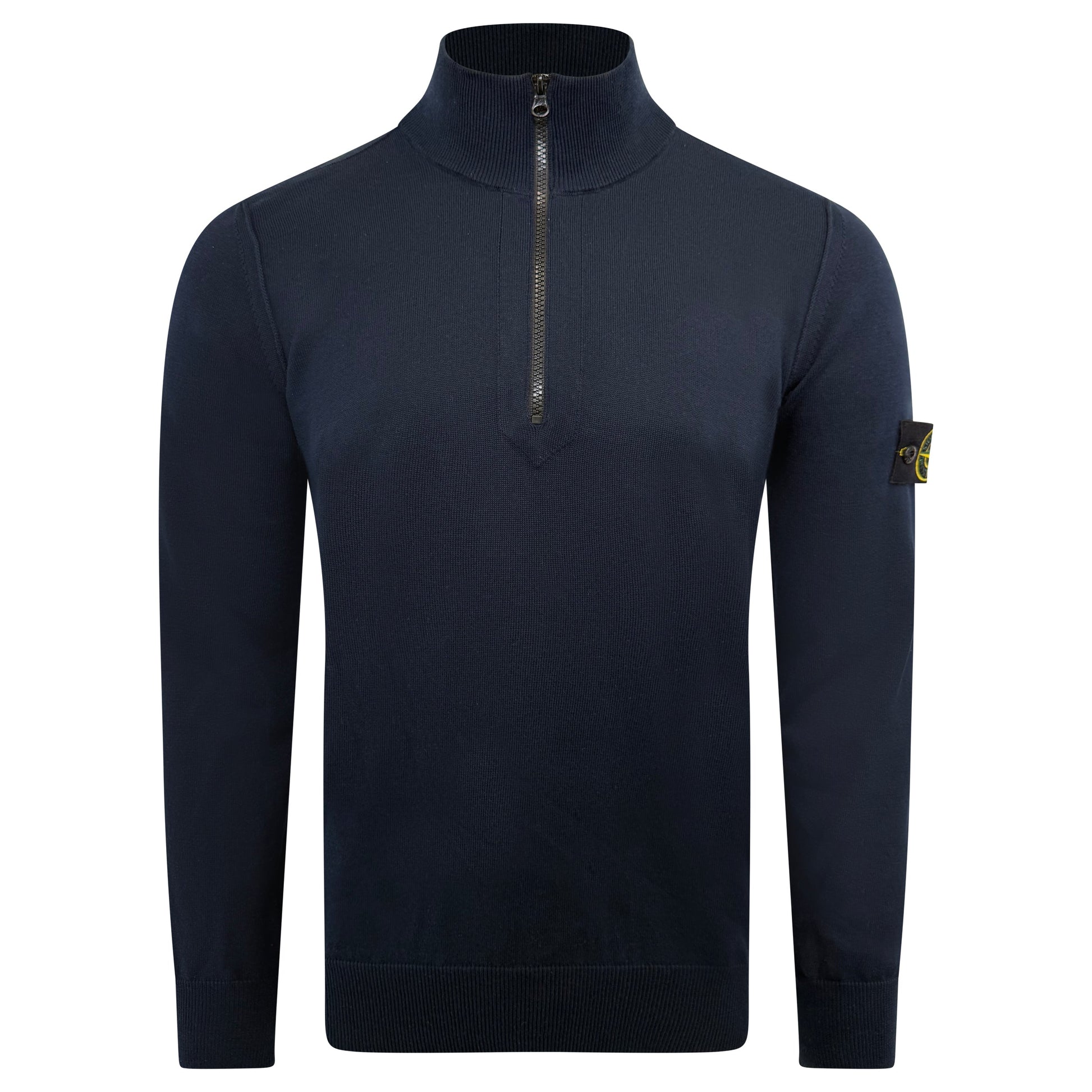STONE ISLAND NAVY KNITTED ZIP SWEATSHIRT - LARGE - Affluent ArchivesUsed HIGH END DESIGNER CLOTHING