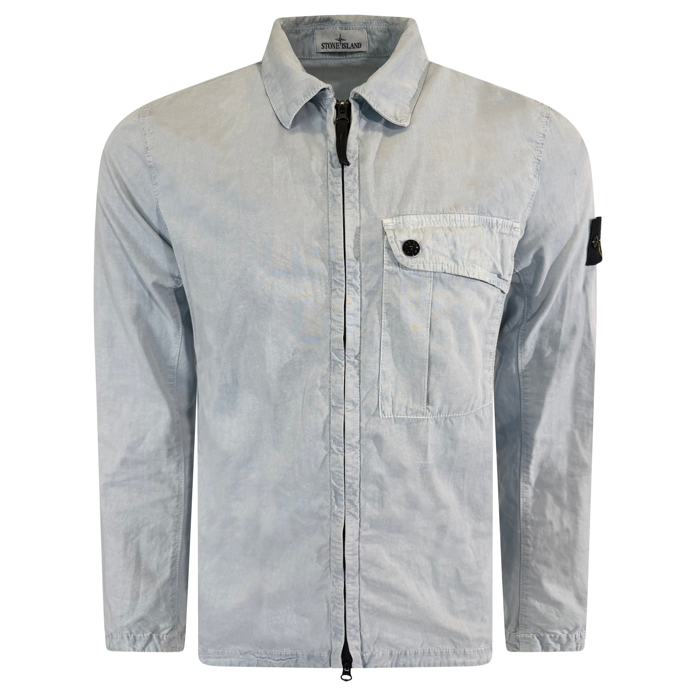 STONE ISLAND OVER SHIRT LIGHT BLUE - MEDIUM | PRE OWNED - Affluent ArchivesUsed HIGH END DESIGNER CLOTHING