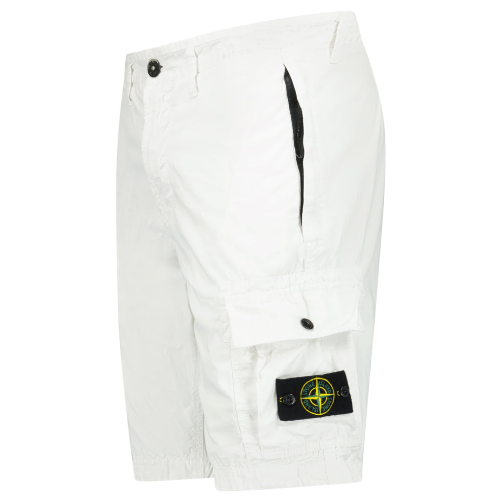 STONE ISLAND WHITE CARGO BADGE SHORTS - W31 - Affluent ArchivesUsed HIGH END DESIGNER CLOTHING