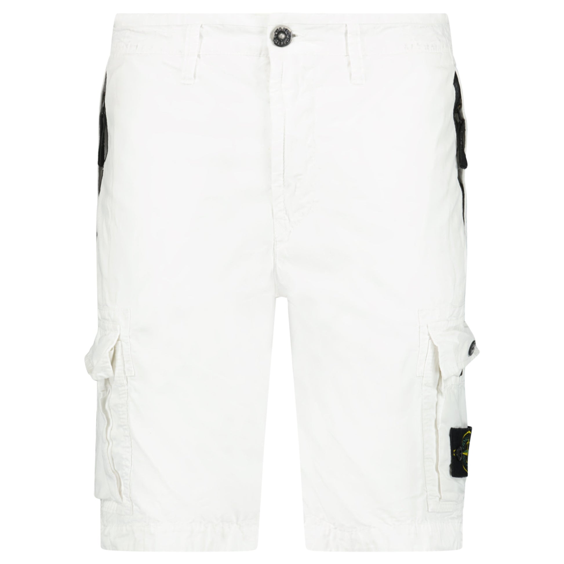 STONE ISLAND WHITE CARGO BADGE SHORTS - W31 - Affluent ArchivesUsed HIGH END DESIGNER CLOTHING