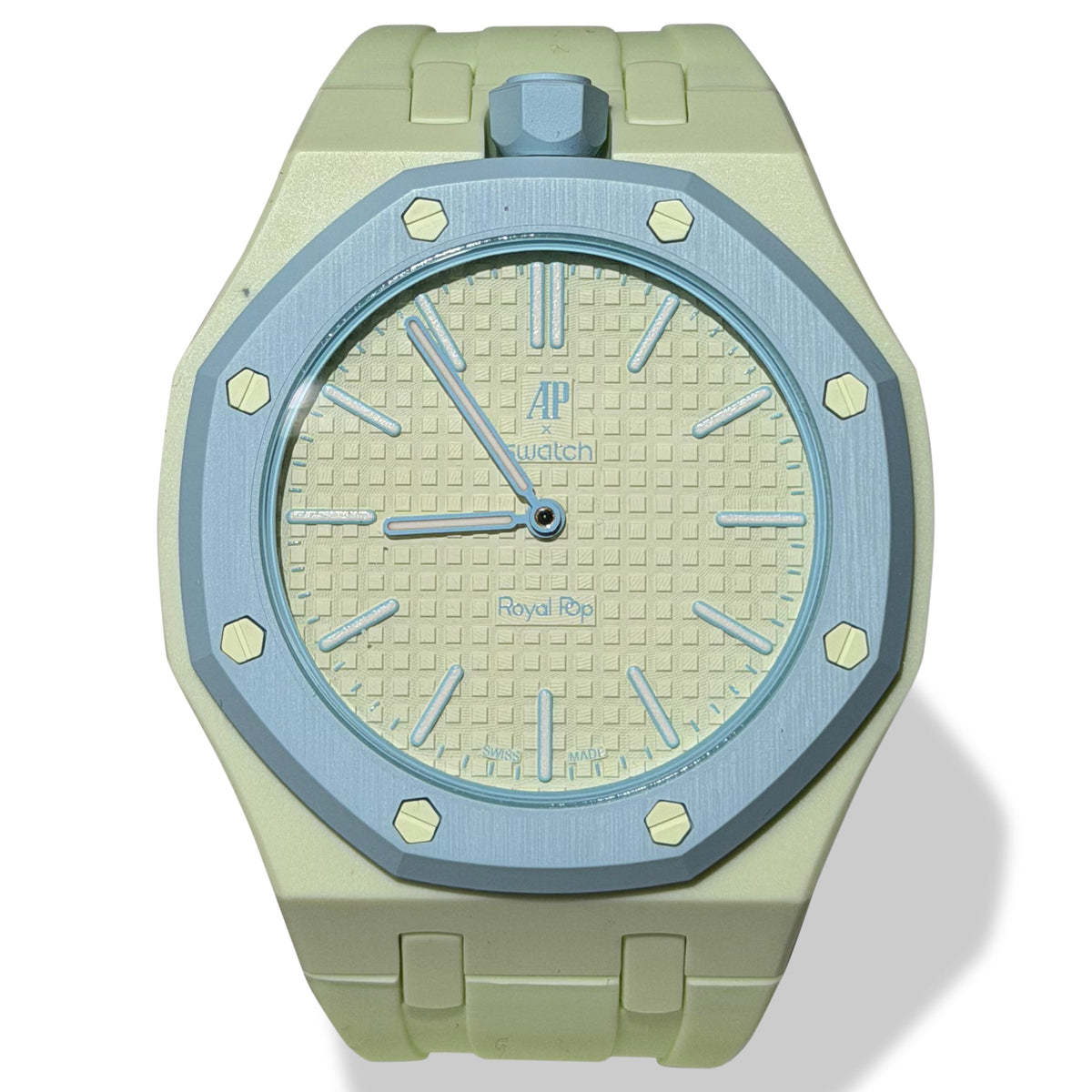 SWATCH X AUDEMARS PIGUET BIOCERAMIC ROYAL POP "BLUE ACHT" WATCH & STRAP | NEW - Affluent ArchivesUsed HIGH END DESIGNER CLOTHING