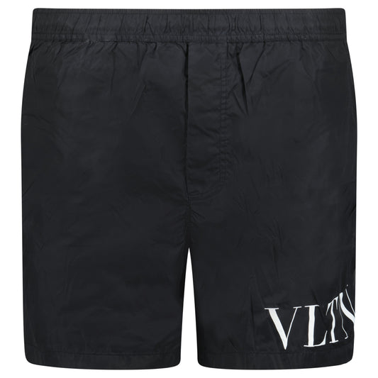 VALENTINO BLACK LOGO SWIM SHORTS - LARGE - Affluent ArchivesUsed HIGH END DESIGNER CLOTHING