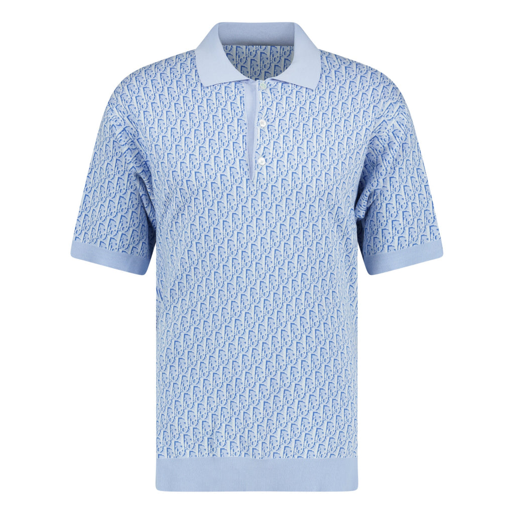 DIOR OBLIQUE COTTON POLO BLUE - M (Fits XL) - affluentarchivesUsed HIGH END DESIGNER CLOTHING