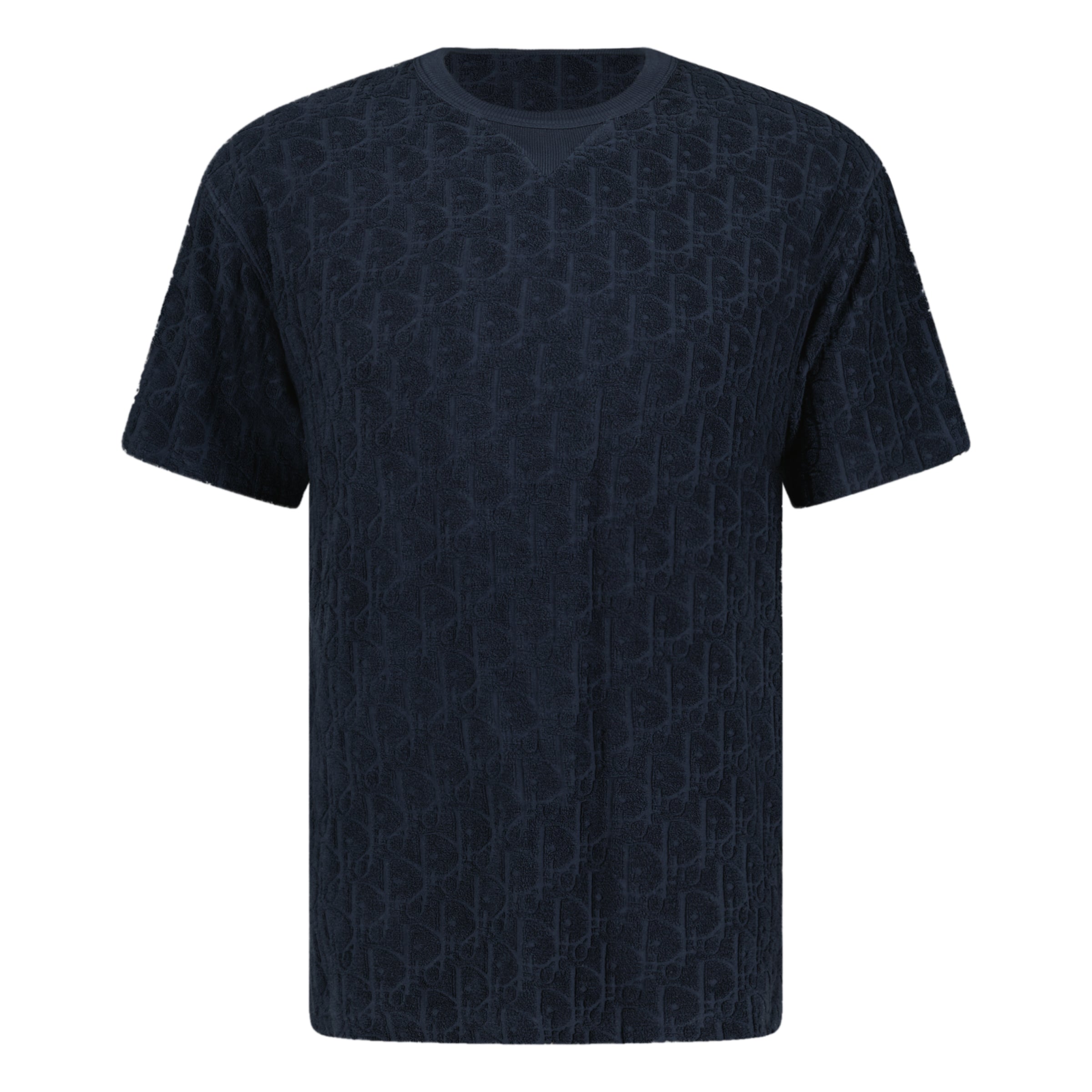 DIOR OBLIQUE JACQUARD T SHIRT NAVY - LARGE - affluentarchivesUsed HIGH END DESIGNER CLOTHING