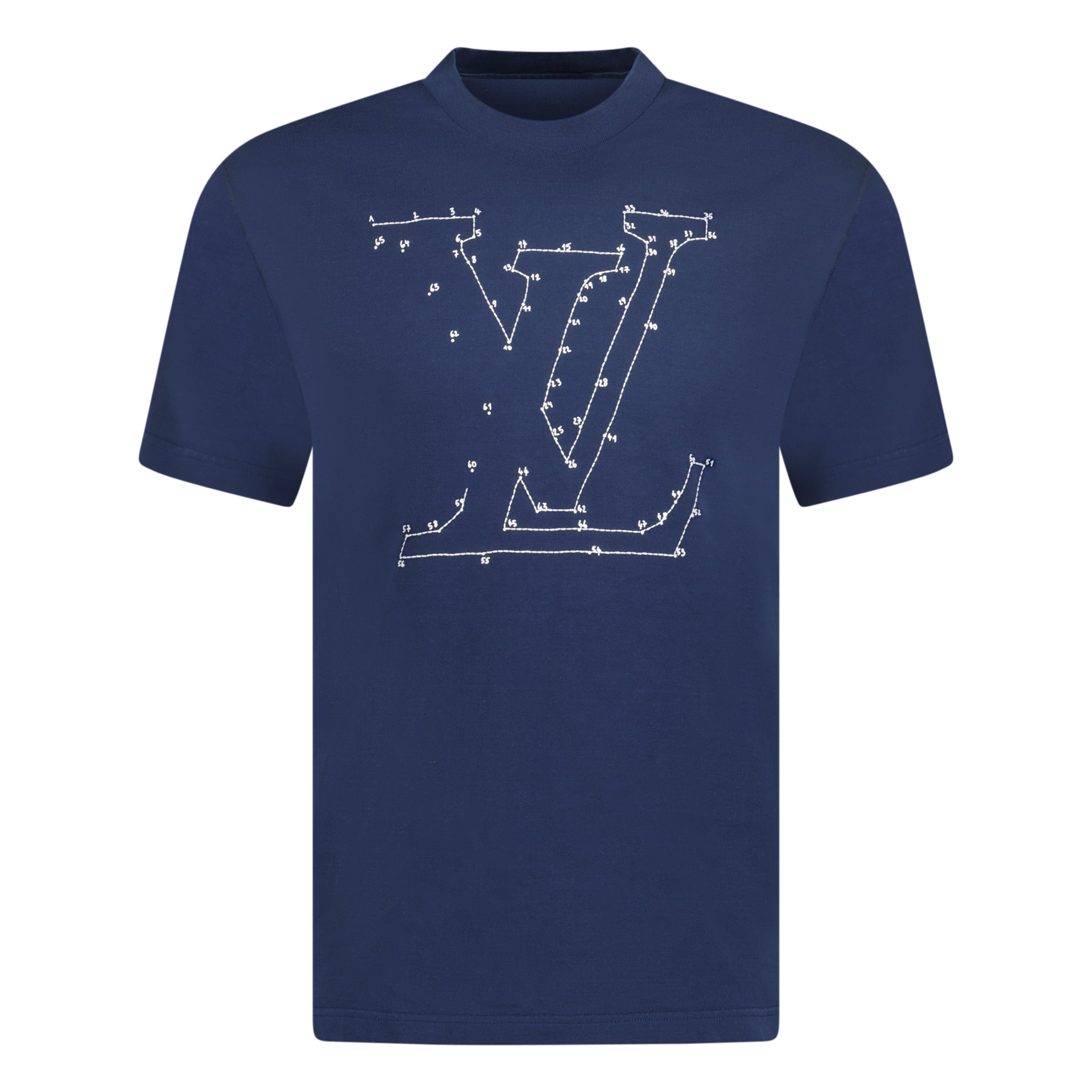 LOUIS VUITTON NAVY LV LOGO T SHIRT - SMALL - affluentarchivesUsed HIGH END DESIGNER CLOTHING