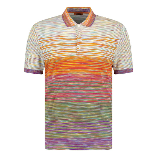 MISSONI ORANGE STRIPED POLO - MEDIUM - affluentarchivesUsed HIGH END DESIGNER CLOTHING