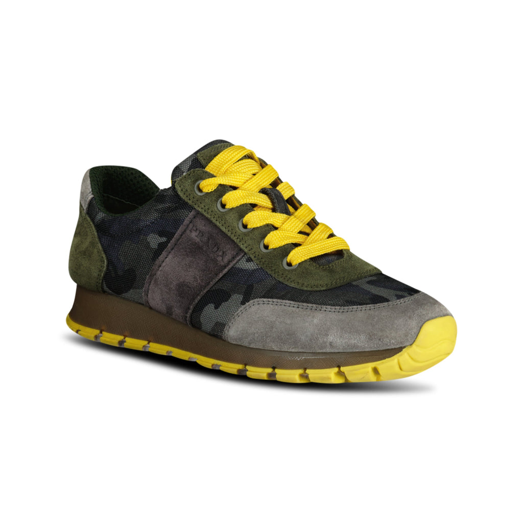 PRADA KHAKI / YELLOW CAMO TRAINER - 5.5 (FIT 6.5) - affluentarchivesUsed HIGH END DESIGNER CLOTHING