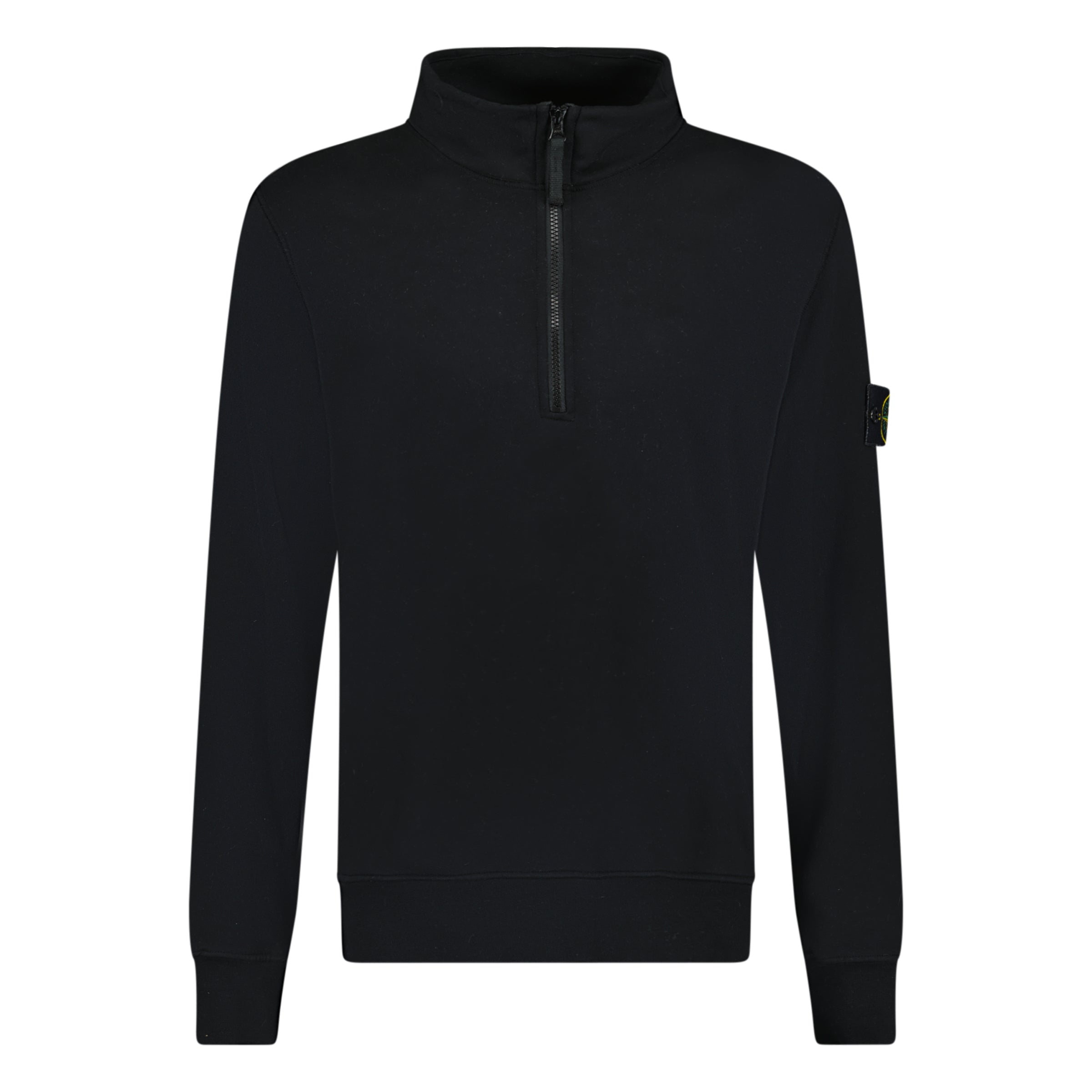 STONE ISLAND HALF ZIP SWEATSHIRT BLACK - LARGE - affluentarchivesUsed HIGH END DESIGNER CLOTHING
